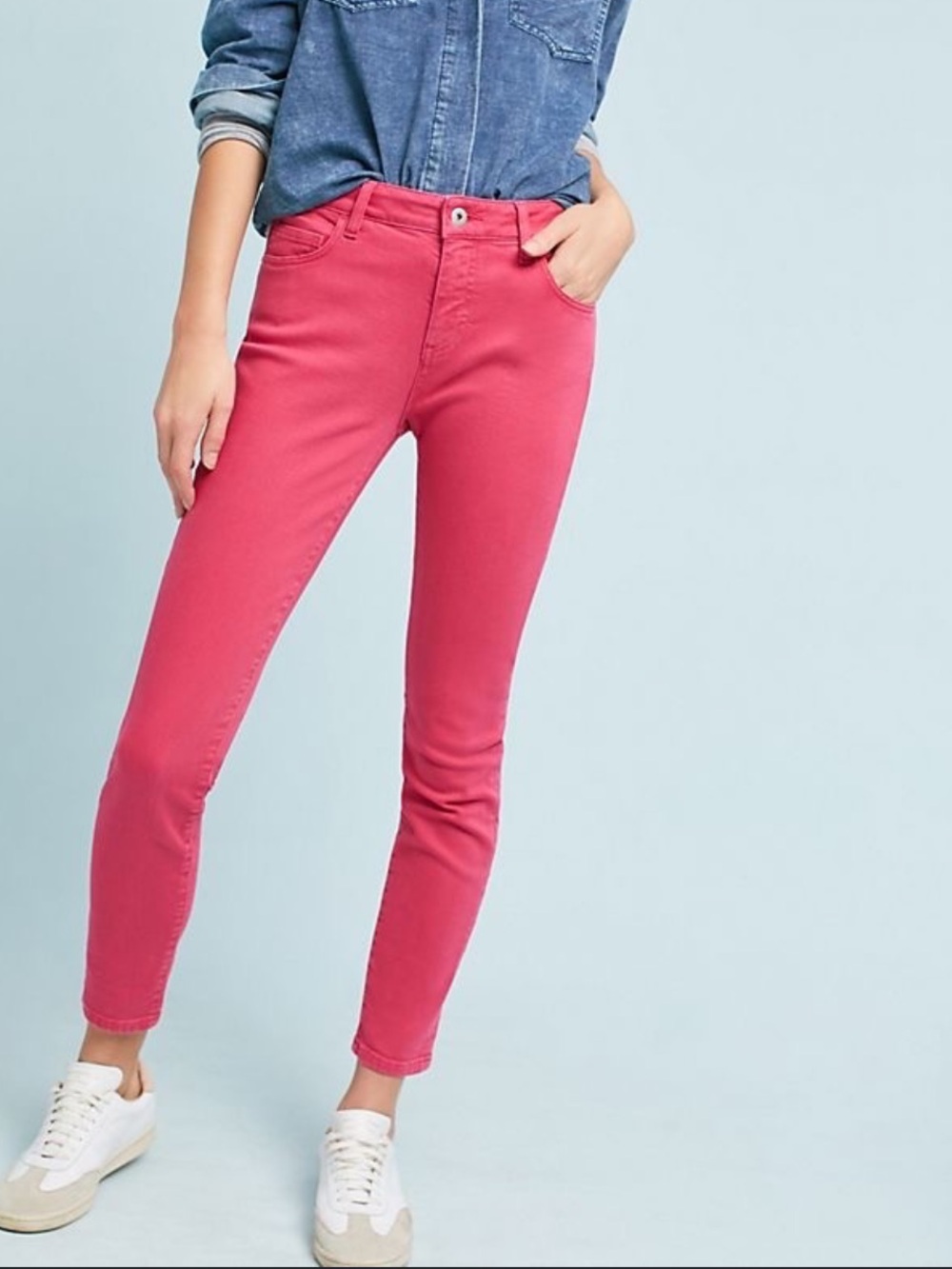 NWT Anthropologie Level 99 Vibrant Red Skinny Jeans